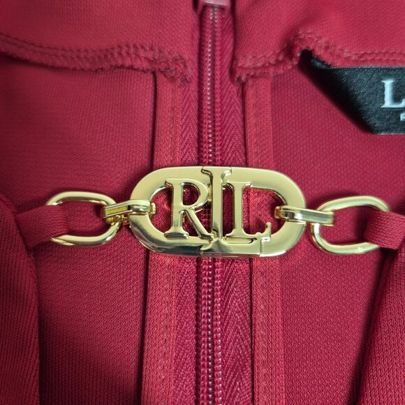 Lauren Ralph Lauren Women's Blouse Size 2X Logo Trim Jersey Red Long Sleeve (42) - Picture 11 of 11